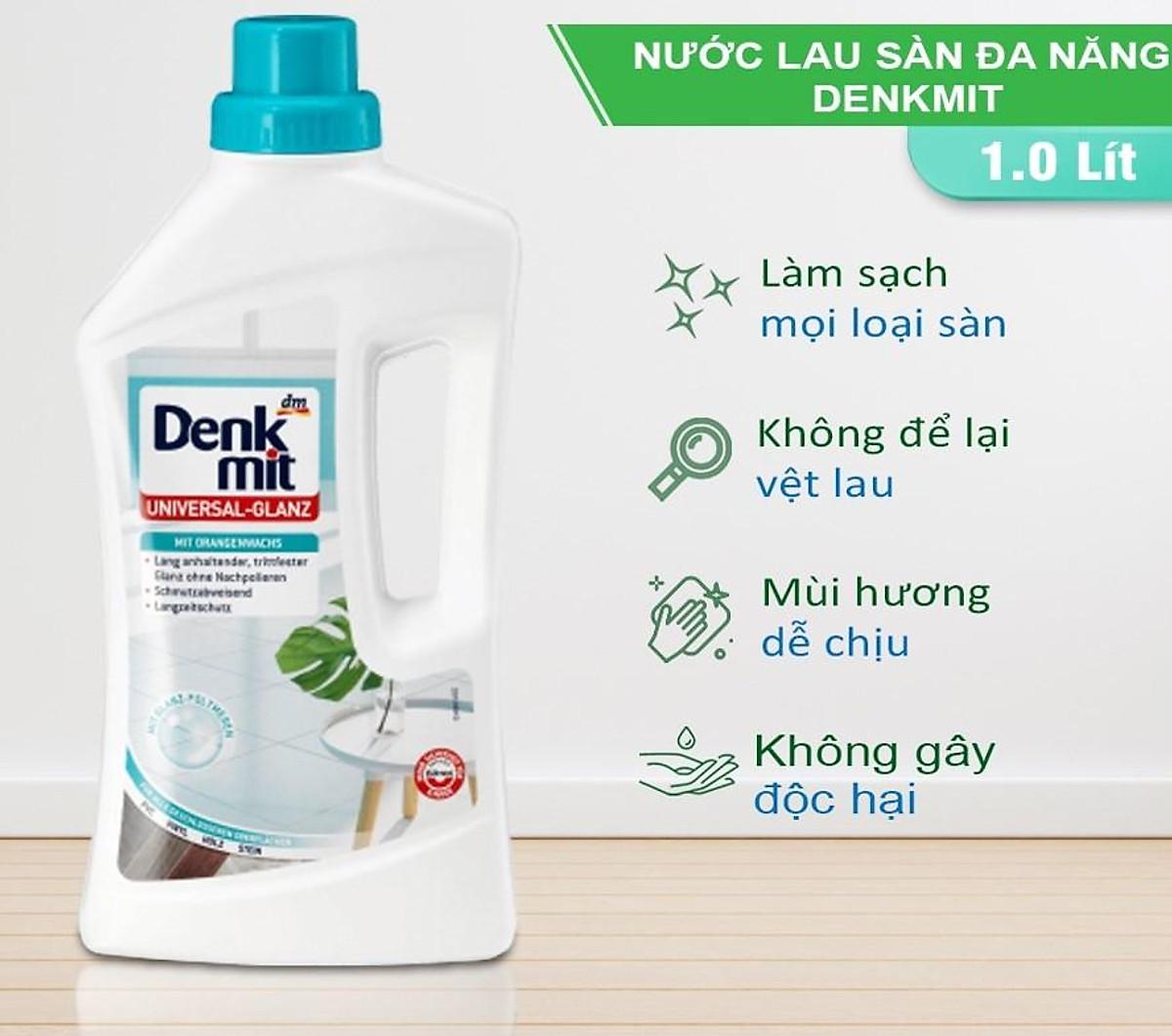 Nước Lau Sàn Gỗ Denkmit Parkettpflege, Dung Dịch Lau Nhà, Diệt 99% Vi Khuẩn, Dung Tích 1L, Nhập Đức