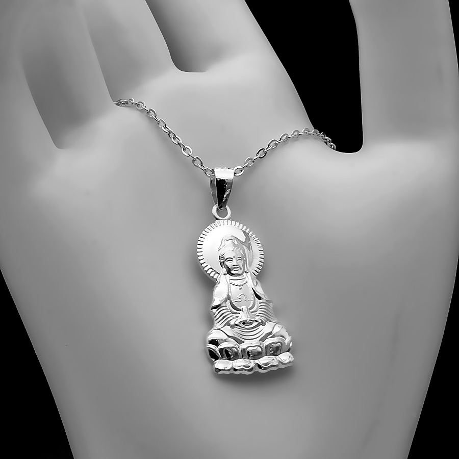 Dây Và Mặt Dây Chuyền bạc 925  hình Phật Bà Quan Thế Âm Bồ Tát DMD162 Bạc Hiểu Minh