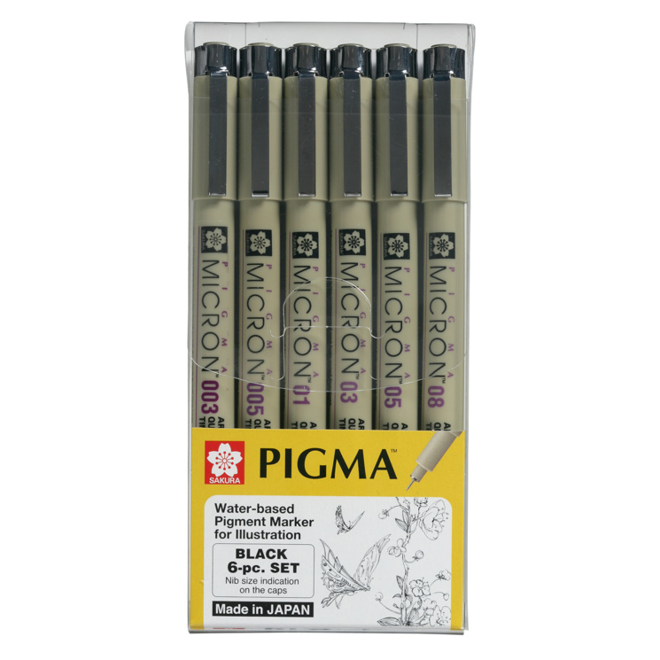 Bút Pigma Nét Micron - BỘ 6 CÂY - XSDK - 6A