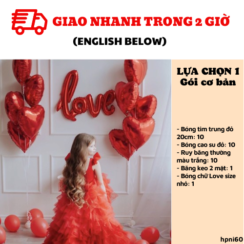 Bộ bong bóng chữ love trang trí tiệc kỉ niệm ngày cưới hpni60