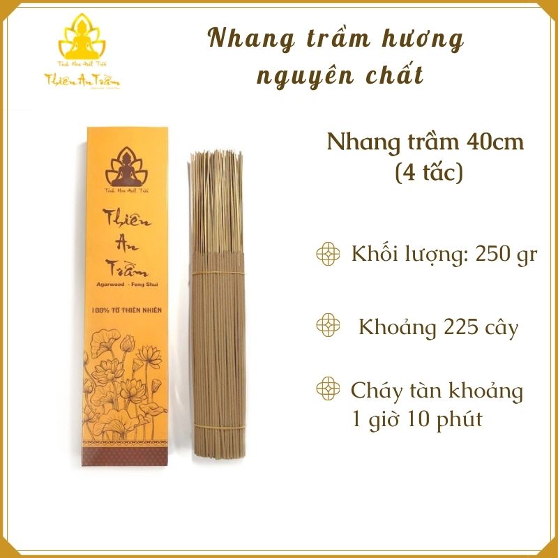 Nhang trầm hương nguyên chất tự nhiên Size 40cm - Hộp 250 gram