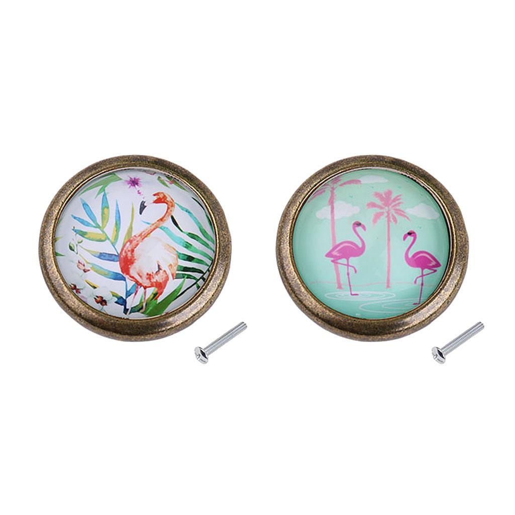 Pack of 2, Flamingo Drawer Knob Pull Handle 35mm Circle Cabinet Handle with