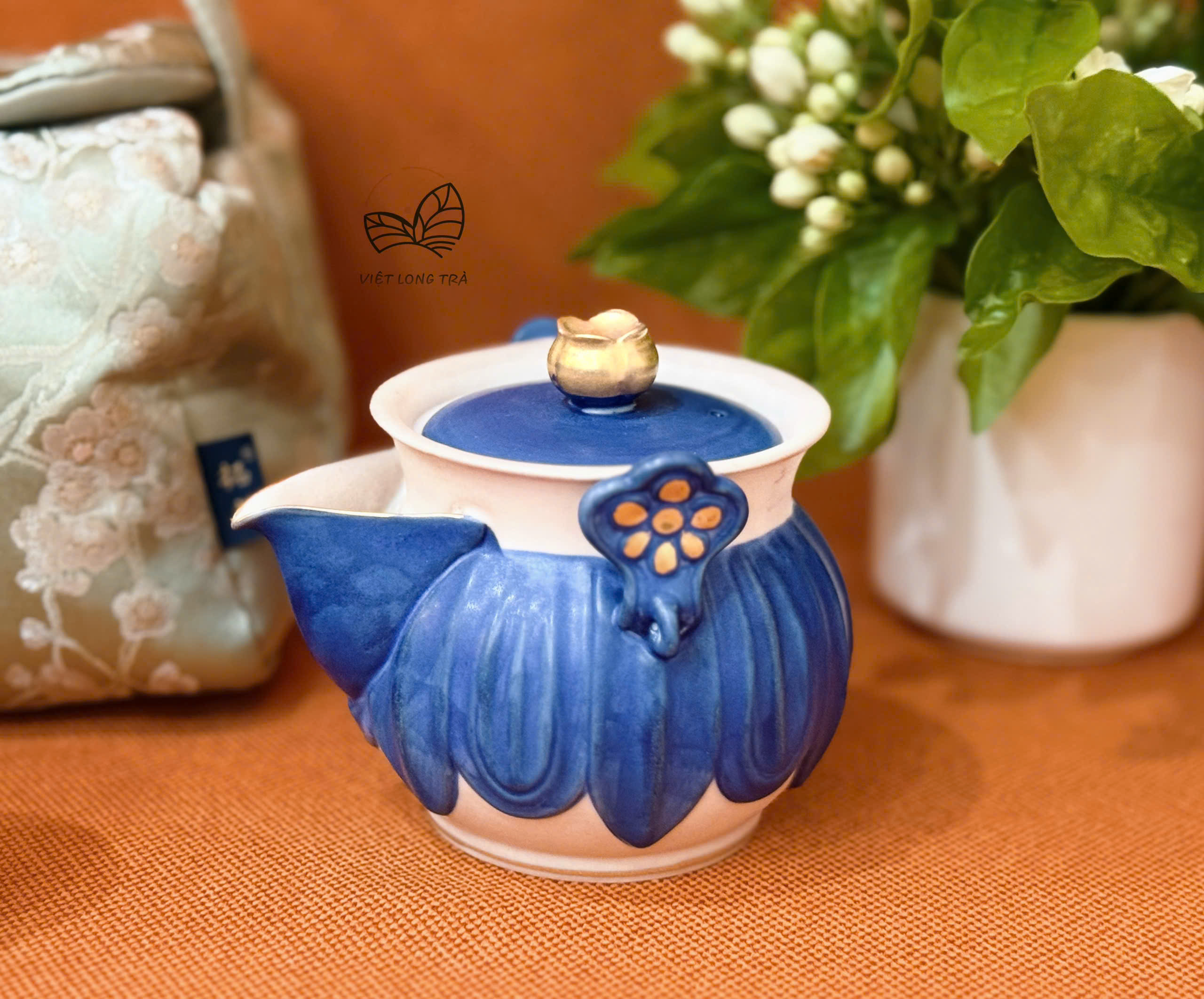 BỘ CHÉN KHẢI PHA TRÀ 4 MÓN DU LỊCH TIỆN LỢI - HỌA TIẾT SEN NGỌC - SET GAIWAN