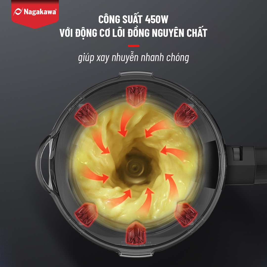 Máy Xay Sinh Tố 3 Cối Nagakawa NAG0816 (450W - 1.5 Lít) - Hàng Chính Hãng
