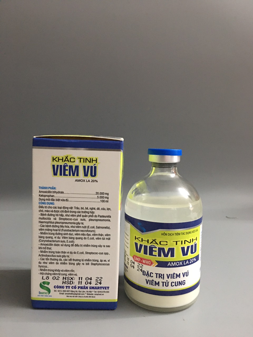 Thuốc thú y, Amox 20% (100ml-Smartvet) dùng cho chó, mèo, gia súc, gia cầm