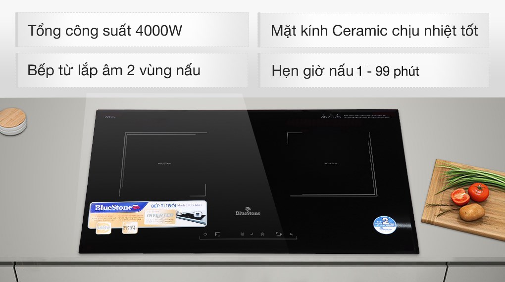 Bếp Âm Từ Đôi Inverter Bluestone ICB-6833 (4000W) - Hàng chính hãng