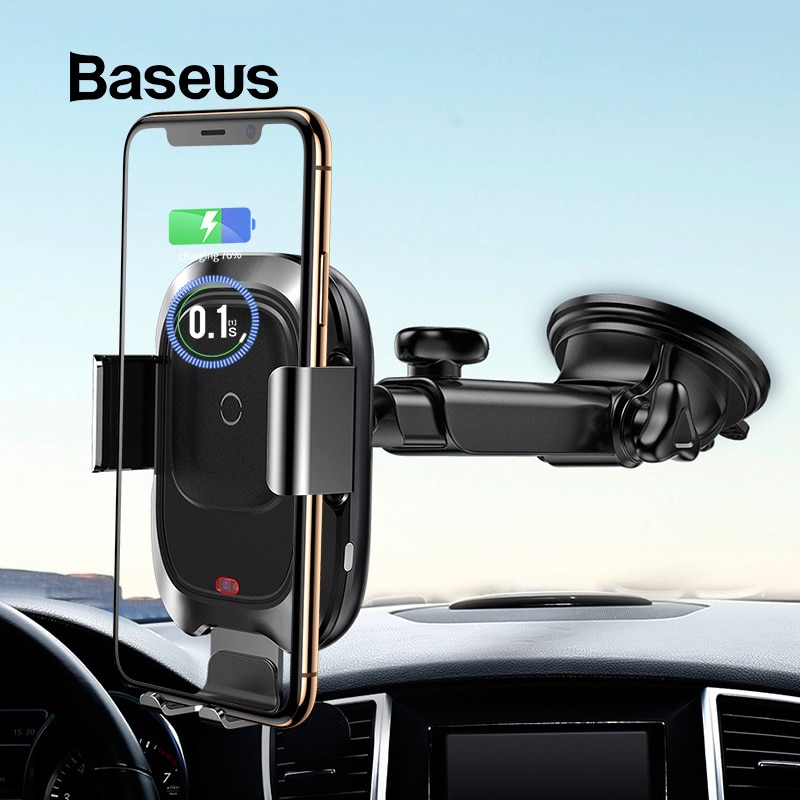 Giá đỡ kiêm Sạc không dây Qi thông minh trên xe hơi Baseus Vehicle 2 in 1 hỗ trợ sạc nhanh cho điện thoại smartPhone (chuẩn Qi, sạc thông minh,10W) - Hàng chính hãng