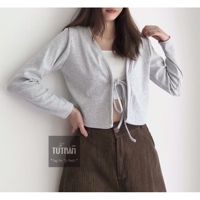 Áo Cardigan croptop thun tăm