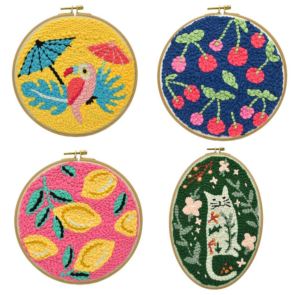 Punch  Kits with Punch Embroidery Wood Hoop DIY Crafts
