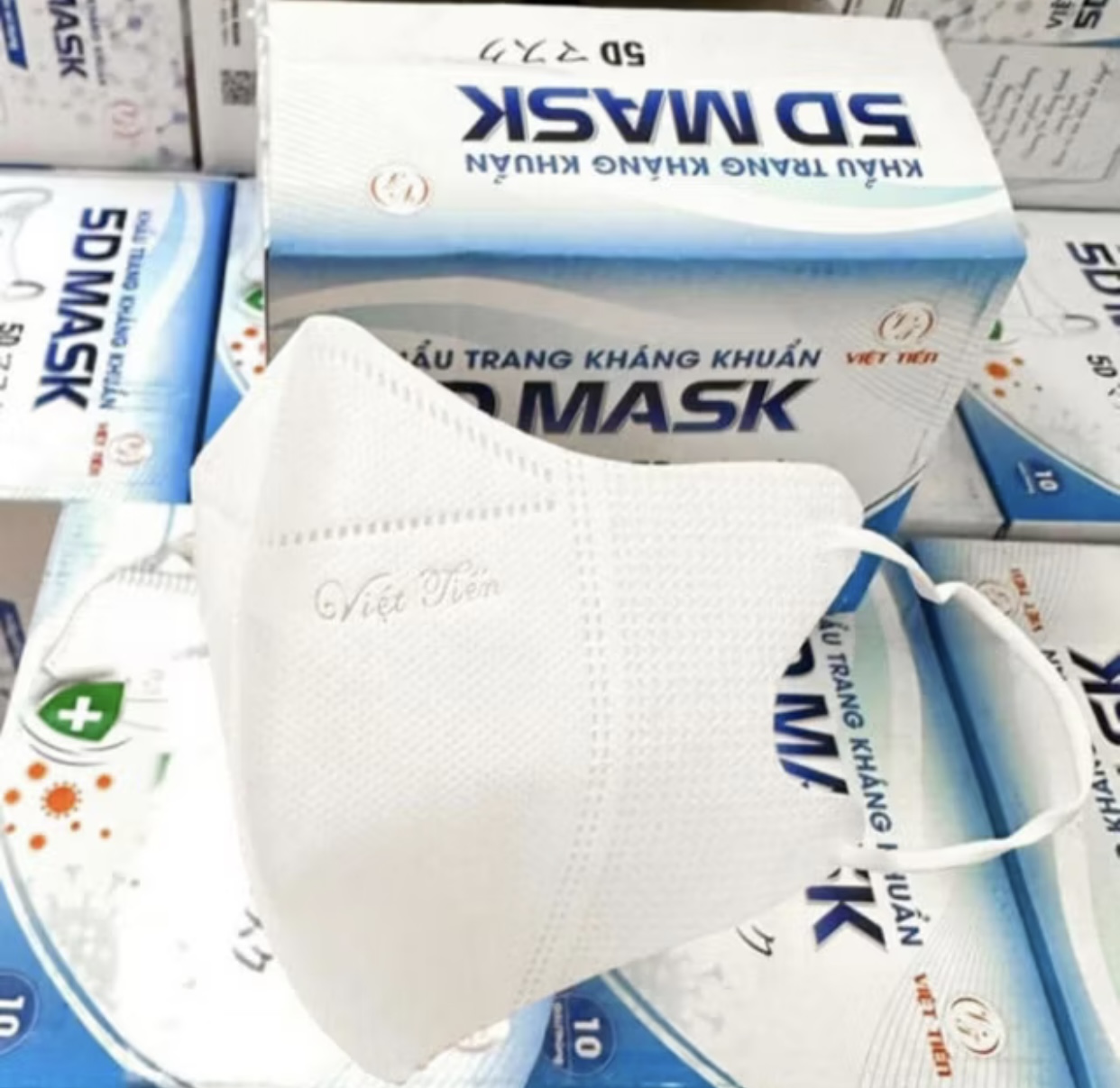 Khẩu Trang 5D Hộp 100 Cái (Hộp 10 Túi - 1 Túi 10c/MÀU TRĂNG)