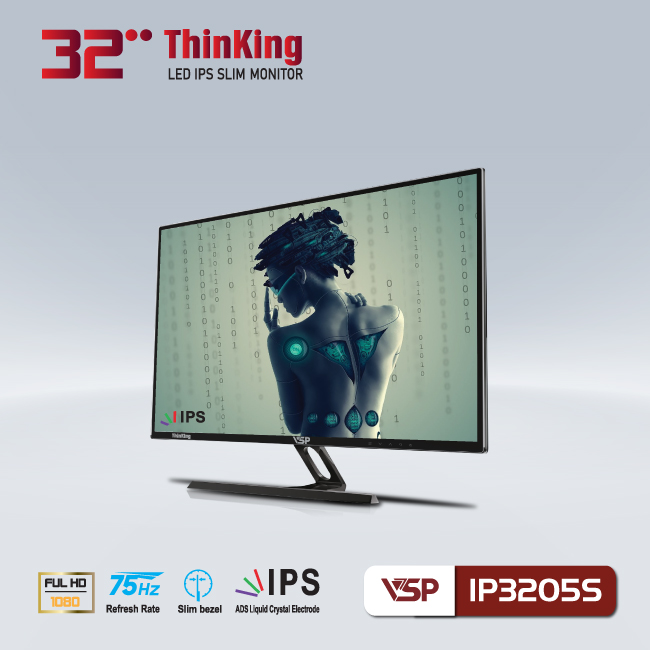 Màn hình máy tính 32inch VSP IP3205S (31.5&quot; IPS Full HD 75Hz, HDMI+VGA) - Hàng chính hãng TECH VISION phân phối