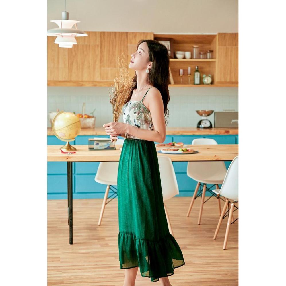 Đầm Xanh Nightingale Thêu Hoa - phong cách Retro