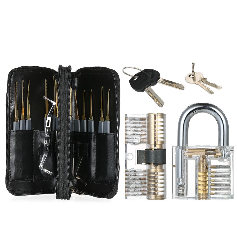 Bộ 24 Dụng Cụ Mở Khóa Chuyên Nghiệp với 2 ổ khóa Thực Hành Kèm Bao Da Dành Cho Người Mới Bắt Đầu