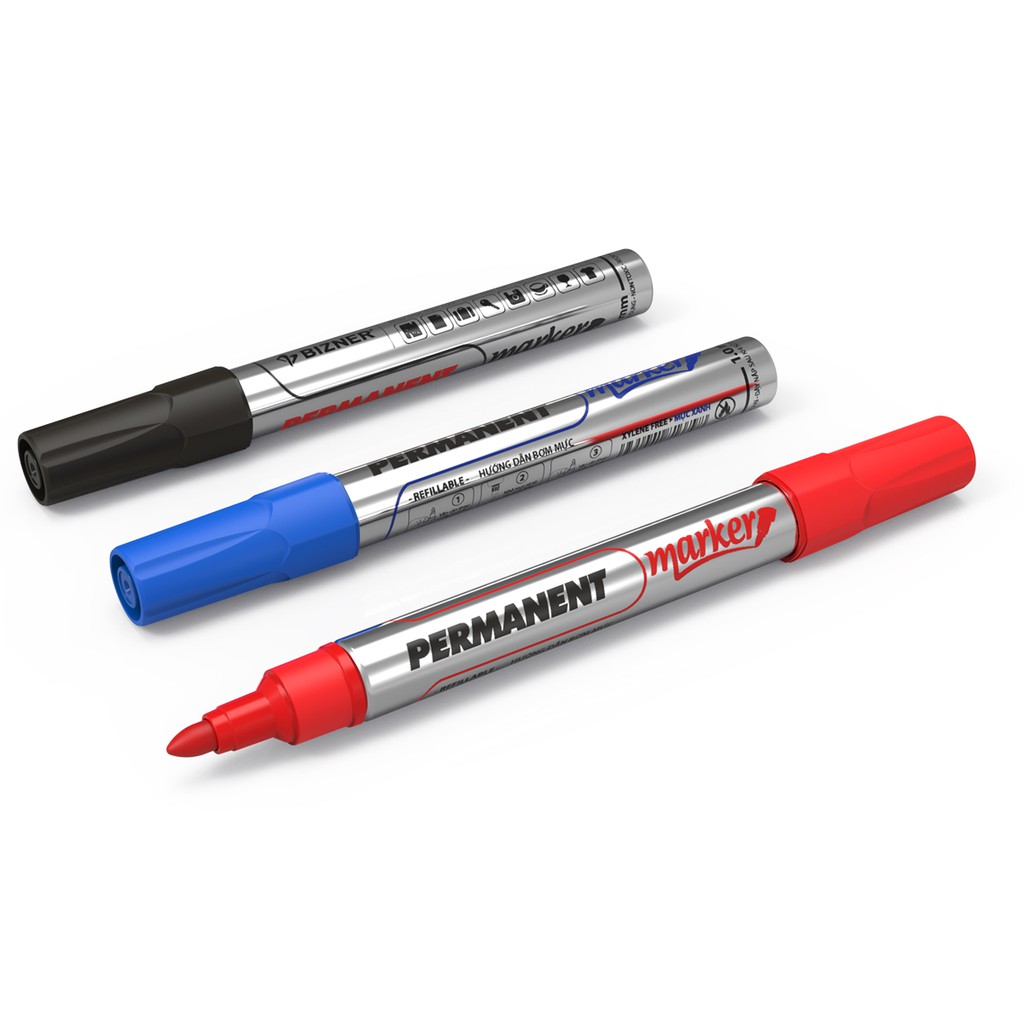 Hộp 10 Bút lông dầu Thiên Long Bizner BIZ-PM01 đầu bút 1mm - Mực xanh