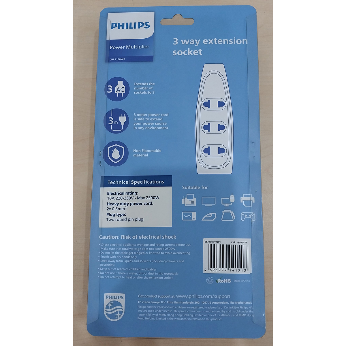 Ổ cắm điện Philips CHP1130WB - 3m