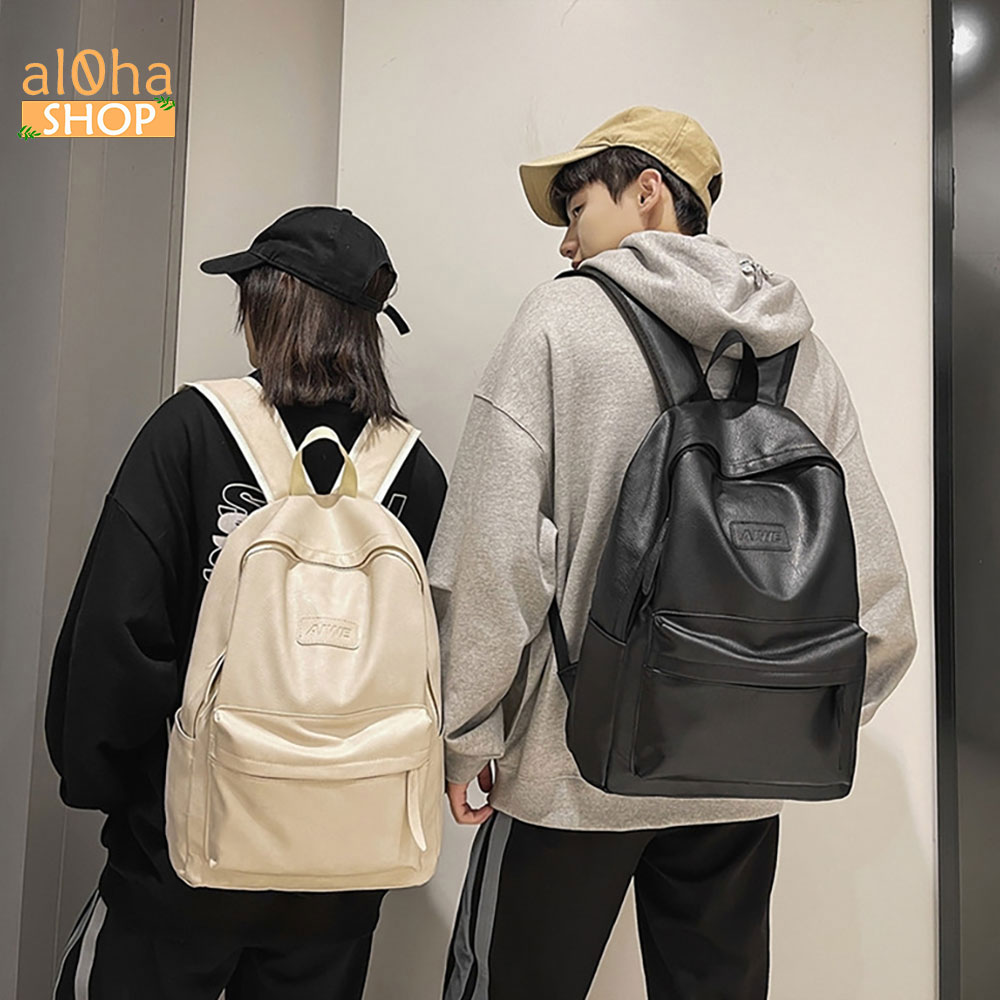 Cặp sách Basic B0207 Da PU - Balo da chống nước  đi học, đi làm, du lịch Unisex nam nữ - al0ha Shop