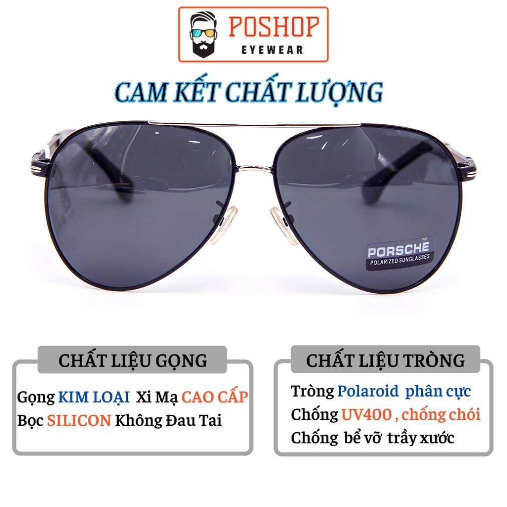 Kính mát nam POSHOP tròng phân cưc polaroid uv400 chóng chói gọng phi công cổ điển thời trang dễ đeo PO8738