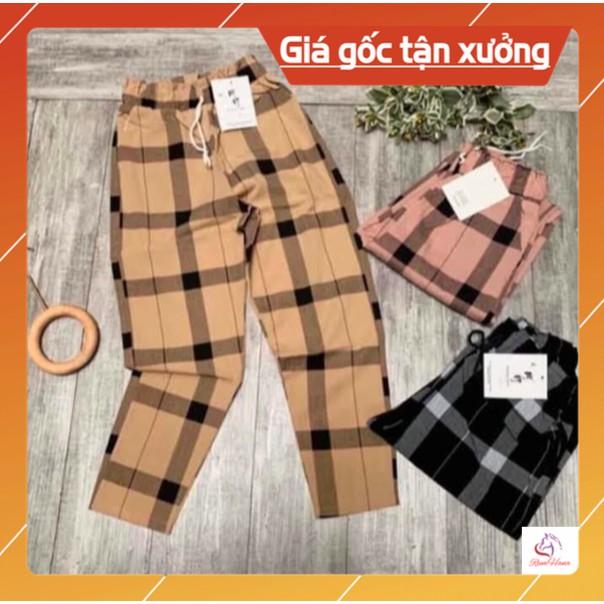 Quần baggy đũi xước kẻ cao cấp - Q33 RumHana