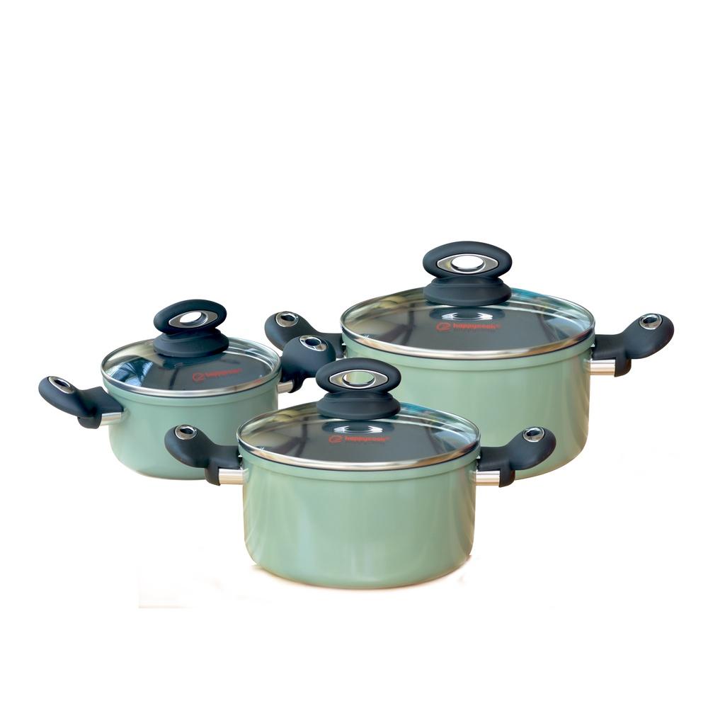 Bộ nồi nhôm cao cấp Happy Cook Ceragreen HCA-CG6PC