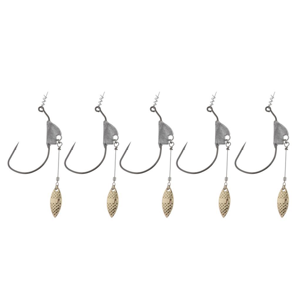5pcs Weighted Fishing Hooks with Spoon Spring for Swimbaits 6.2g
