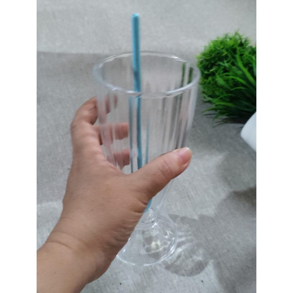 Bộ 6 ly uống sinh tố, ly ăn chè, ly bán hàng quán Ø 8.0 x 19.0 cm 410 ml nhựa acrylic trong bền đẹp