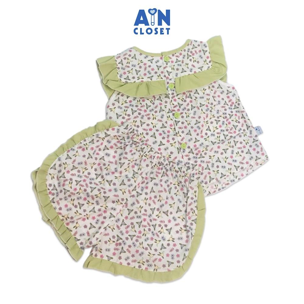 Bộ quần áo ngắn bé gái họa tiết Hoa Thanh tú viền cốm cotton - AICDBGUCPCH5 - AIN Closet