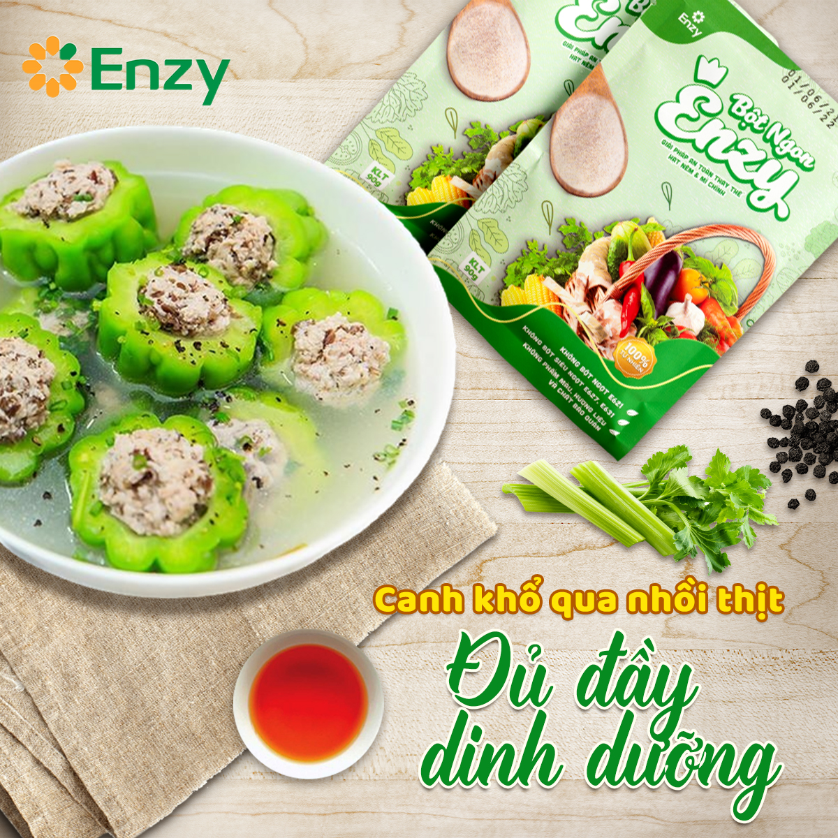 Combo "Dùng thử" 2 gói hạt nêm Enzy thuần tự nhiên không bột ngọt E621 dùng cho cả chay và mặn