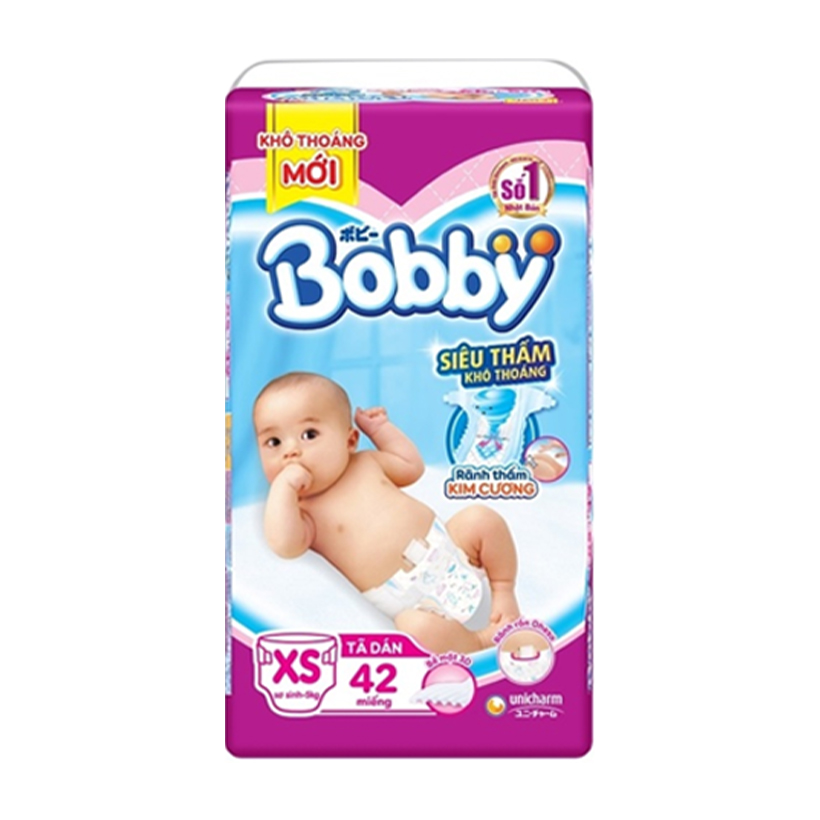 Combo Tã Dán siêu thấm Bobby XS42 và Tã quần siêu thoáng Bobby S46