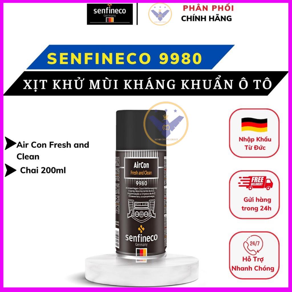 Xịt Khử Khuẩn Khử Mùi Điều Hòa Ô Tô Senfineco 9980 - Aircon Fresh &amp; Clean - 200mlko