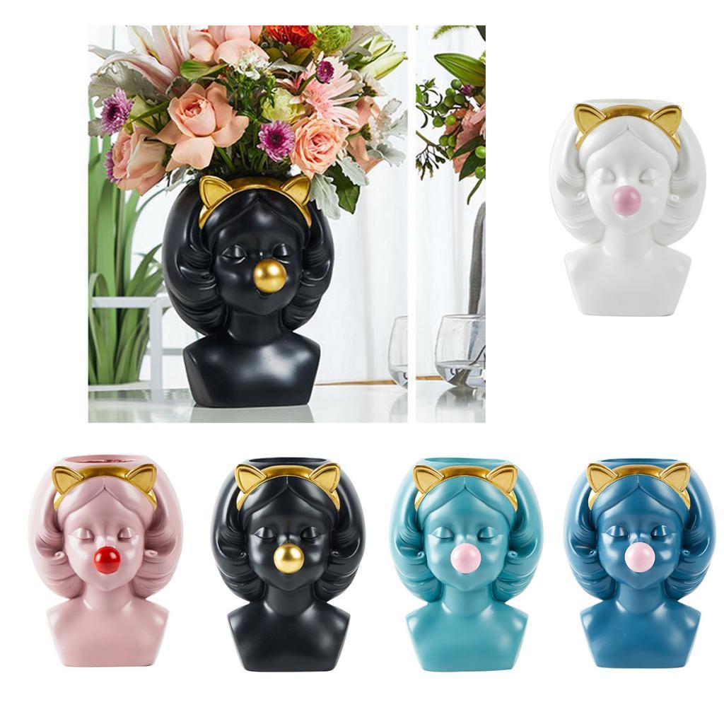 Adorable Girls Blow Bubbles Cactus Plant Pot Flower Pot Container Planter White