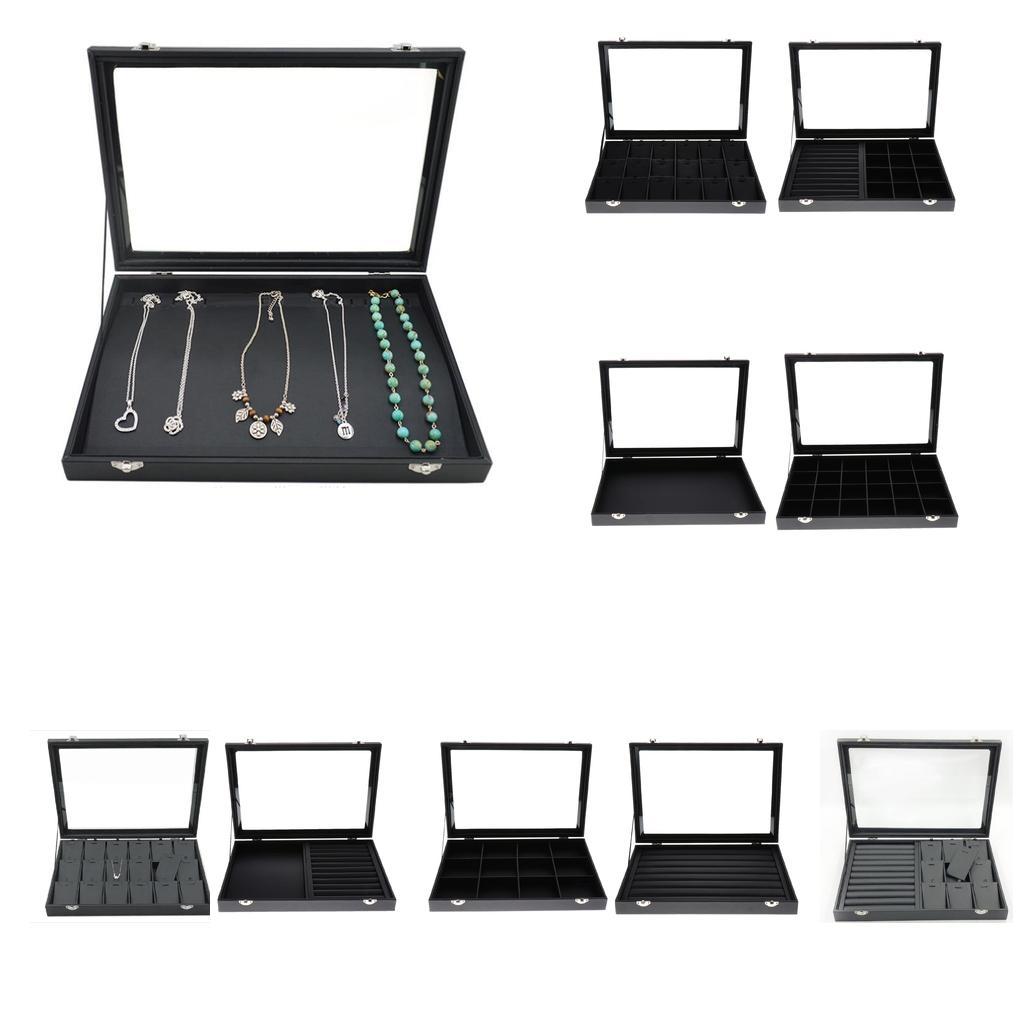 Clear Lid Jewelry Tray Display Organizer Storage Box Case Showcase