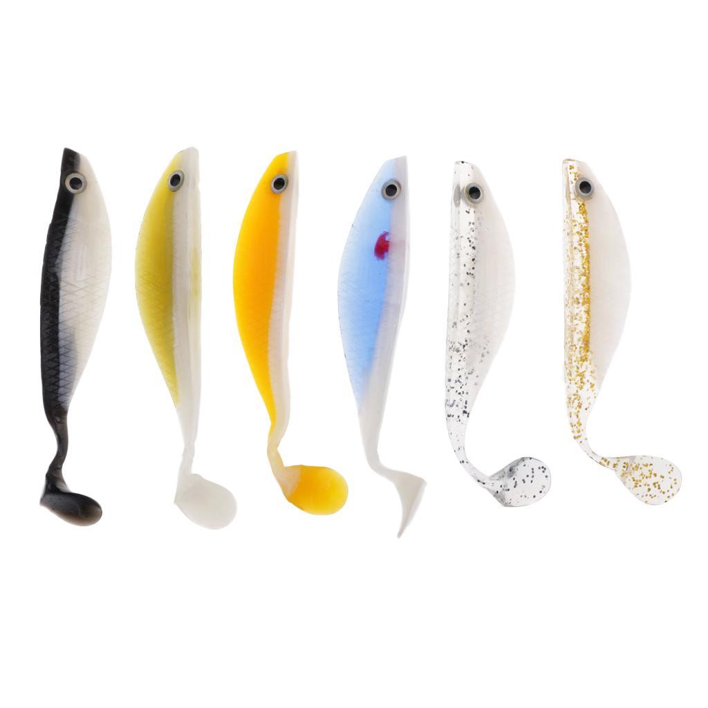 6pcs Soft Plastic Fishing Lure Bass Bait Artificial Bait Tackle 11.5cm/11g Made of high quality material durable to use