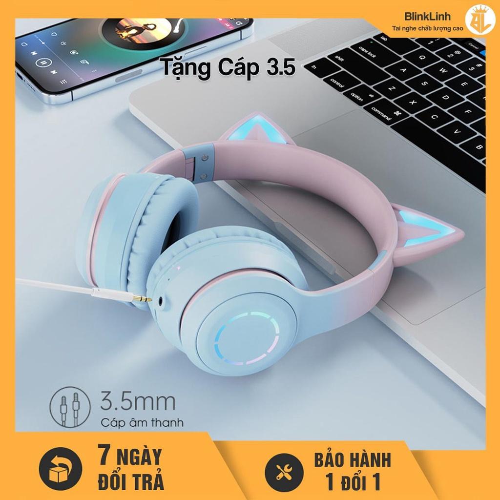 Tai Nghe Mèo Dễ Thương Kết Nối Bluetooth , Tặng Kèm Jack 3.5, Có Mic, Hàng Cao Cấp Cực Ôm Tai. Đeo Thoải Mái