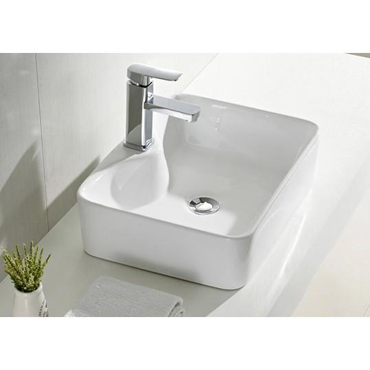 Chậu lavabo vuông đặt bàn sứ trắng 1021