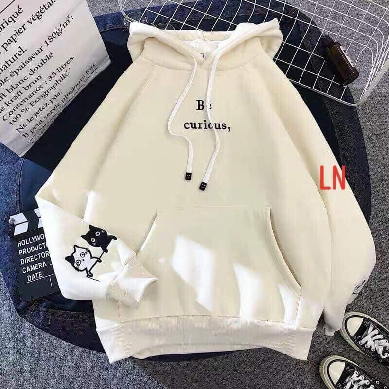 Áo hoodie hai mèo con in tay LNG1119