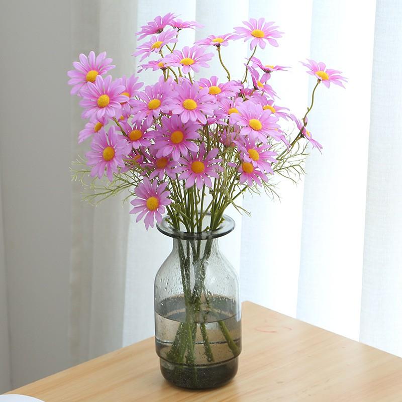 Hoa giả-CÚC HỌA MI daisy bằng vải lụa cao cấp giống thật một cành 5 bông - Hàng loại 1