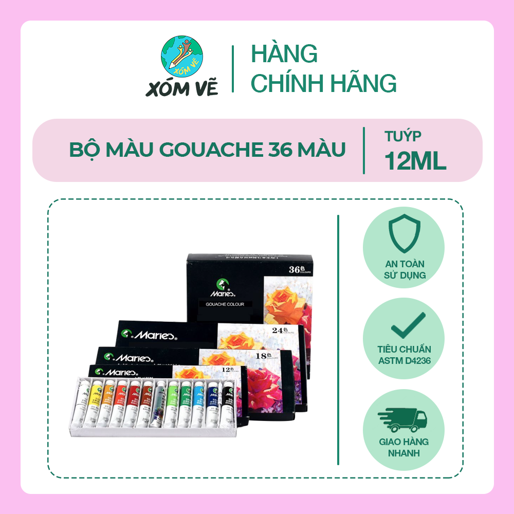 Bộ màu gouache 12/18/24/36 màu, tuýp 12ml