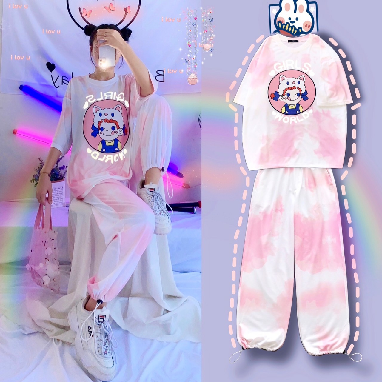 Quần Jogger Thun Loang Màu Dài Dây Rút Dáng Rộng - Quần Thun 3D Rút Dây Unisex - MM
