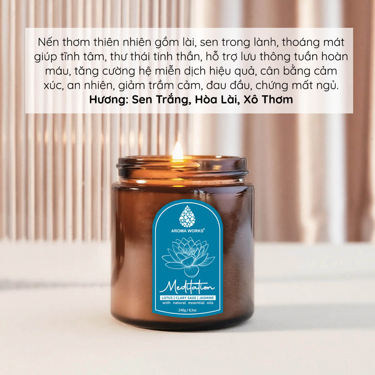 Nến Thơm Thiên Nhiên Aroma Works Aromatherapy Scented Candle - Meditation