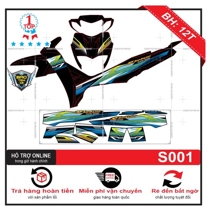 Tem rời dán xe sirius xanh đen - Bi Decal
