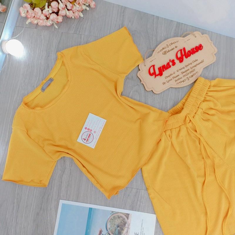 Bộ Ngủ Áo Croptop Quần Đùi Siêu Xinh LH57