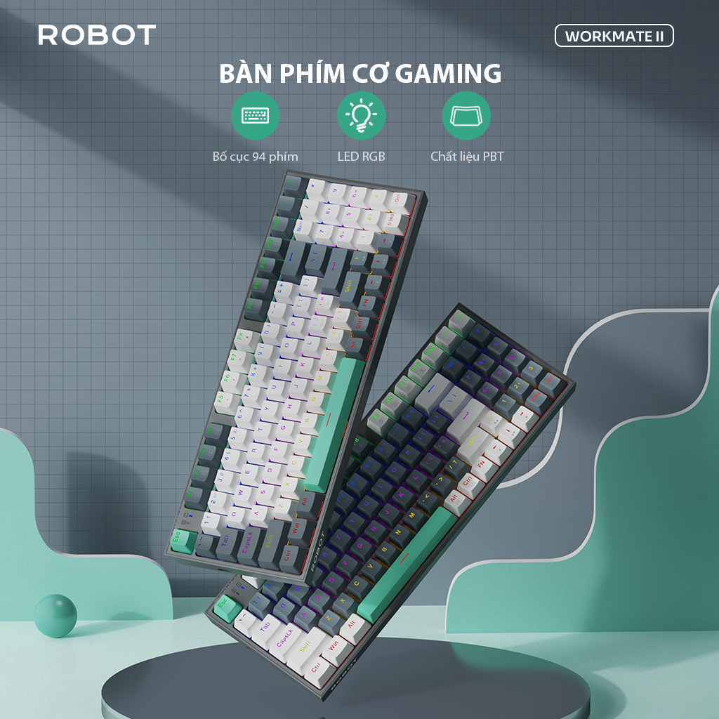 Bàn Phím Cơ Gaming ROBOT Workmate II - Hiệu Ứng Đèn RGB - 94 Phím - HÀNG CHÍNH HÃNG