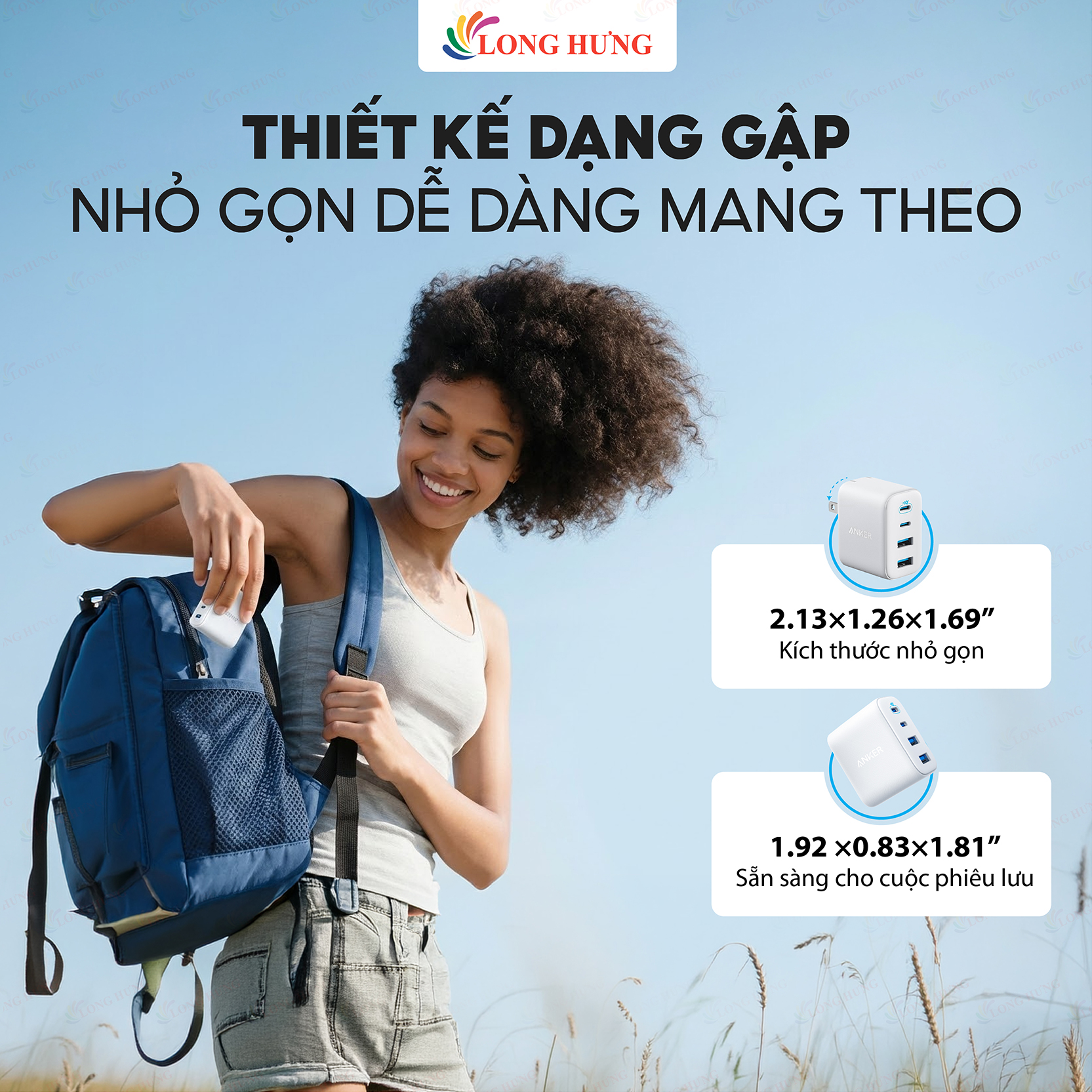 Cốc sạc Anker Zolo Fast Charging Portable 4-in-1 2USB 2Type-C 50W A121E - Hàng chính hãng