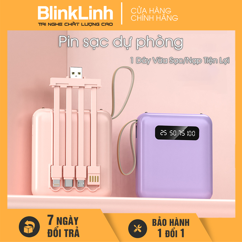 Pin Sạc Dự Phòng Vuông dễ thương Mini Power Bank 20000mAh phiên bản mới dung tích lớn chất lượng, cục pin dự phòng tích hợp nhiều cổng tiện lợi, Micro USB, Type C, USB Type-C, USB 3.0, Sạc nhanh, 10001-20000mAh