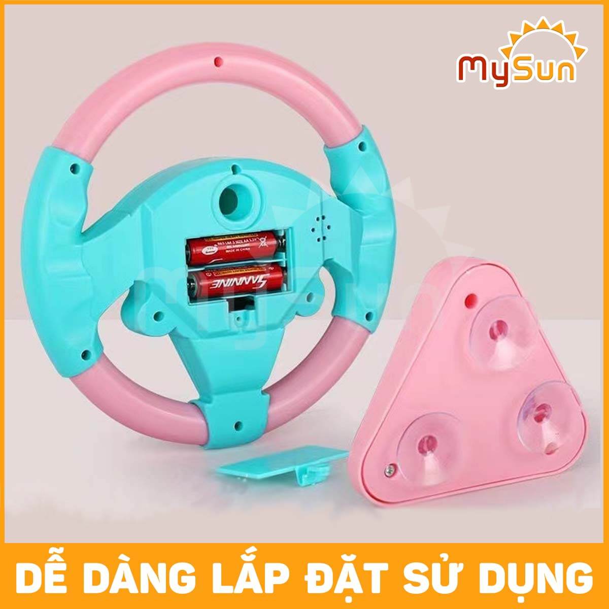 Vô lăng đồ chơi cho bé gắn xe ô tô có nhạc trẻ em [Tặng Pin] MySun