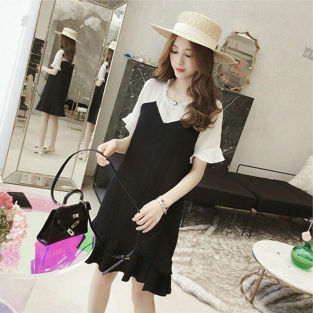 Đầm voan nữ chấm bi, đầm suông nữ giá rẻ