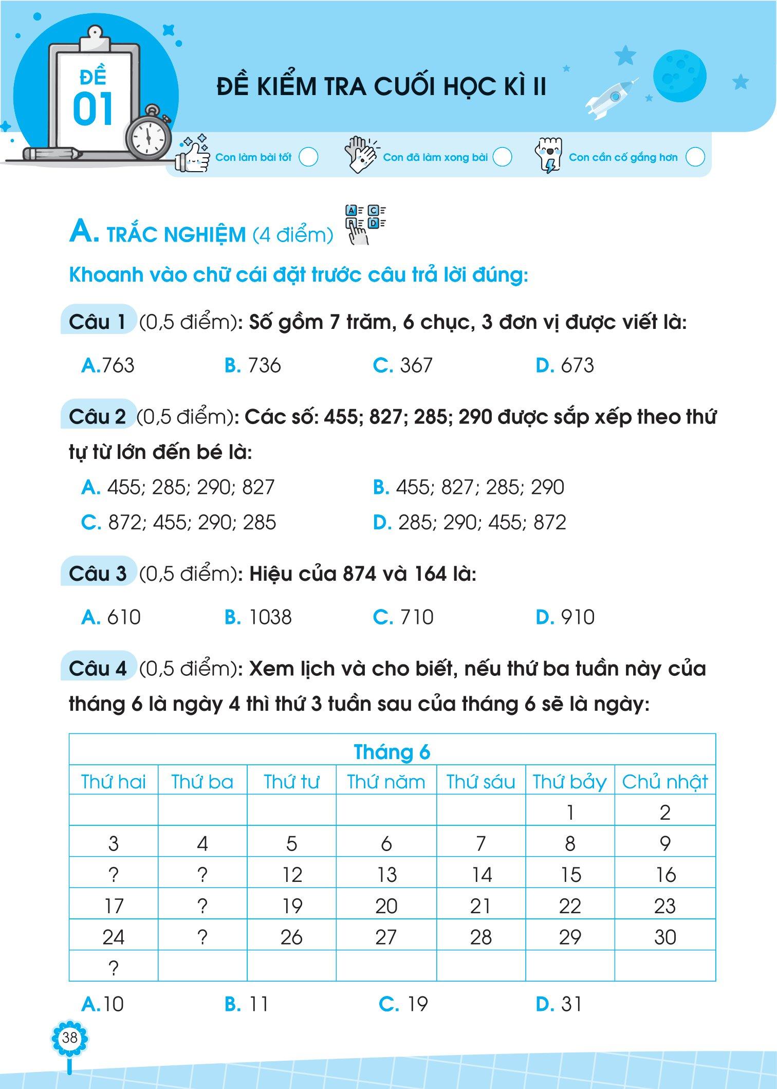 Đề Ôn Luyện Và Tự Kiểm Tra Toán Lớp 2 - Tập 2