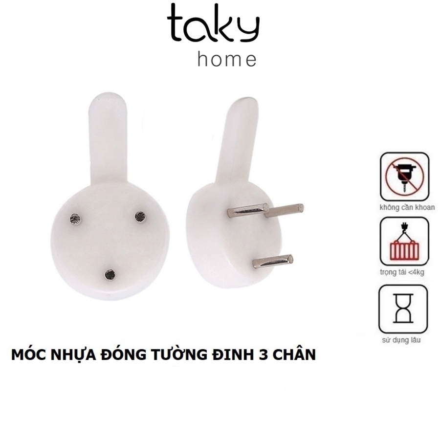 10 Móc Nhựa Đinh 3 Chân Treo Tranh, Ảnh, Đồng Hồ, Đồ Gia Đình, Đóng Tường Chịu Lực, Takyhome 2220Set10