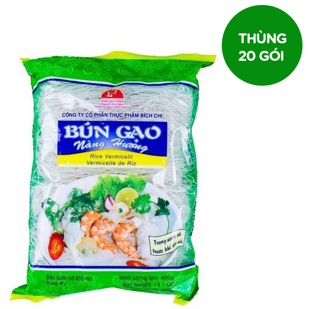 OCOP 4 Sao - Đặc Sản Đồng Tháp - Thùng 20 Gói Bún Gạo Nàng Hương Bích Chi (400g/Gói)