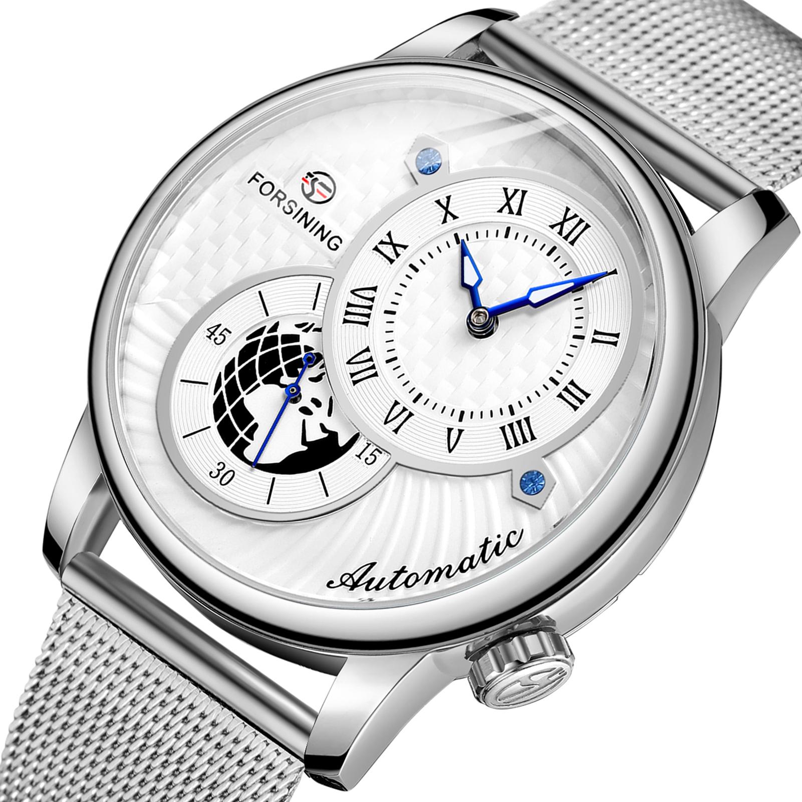 Đồng hồ cơ FORSINING Nam tự động Mặt số La Mã Mặt sau trong suốt Con trỏ phát sáng Không thấm nước